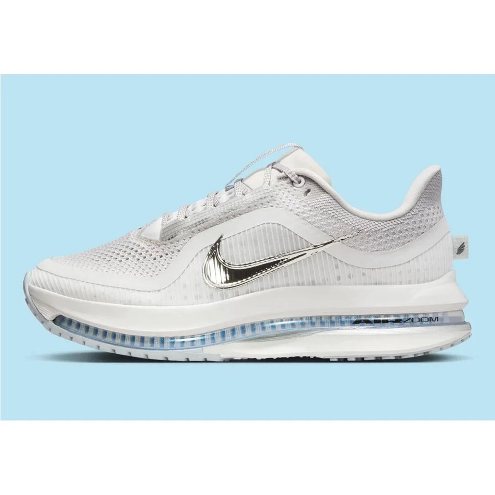 Nike Women's White Metallic Silver Air Zoom Running Shoe